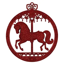 Прикраса ялинкова MIS LT Коник карусель 10×11,5×1 см червоний