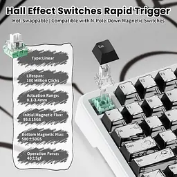 Ігрова магнітна клавіатура Attack Shark X82 Pro / Три режими підключення / Magnetic Switch / Grey - мініатюра 5
