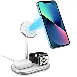 Зарядний пристрій 15W 3-in-1 Magnetic Wireless Fast Charger white Energizer - мініатюра 2
