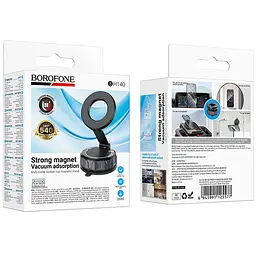 Автотримач Borofone BH140 Gloria Vacuum Suction Magnetic (center console) Black/Metal gray - мініатюра 2