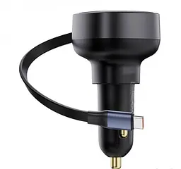 Автомобільний зарядний пристрій Baseus Enjoyment Pro Car Charger Type-C+Retractable Type-C Cable 60W C00057802111-01 Black - мініатюра 4