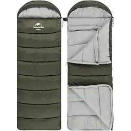 Спальник з капюшоном Naturehike U150 NH20MSD07, 11°C лівий зелений