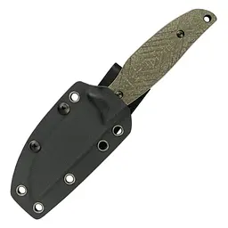 Ніж з чохлом туристичний SRM Fossa 605T-MP, (8.8 см) 14C28N / Micarta зелений - мініатюра 6