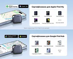 Bluetooth-трекери для пошуку речей UGREEN Finder Pro CM916 2 шт. AirTag пошукові мітки Apple Find My або Android Find Hub з перезаряджанням через USB-C зі звуковим пошуком зі сповіщеннями про залишені речі зі спільним доступом до місцезнаходження автономність до 365 днів синьо-сірі з чорною окантовкою (75646A) - мініатюра 9