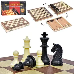 Шахи 3в1 дерев’яні магнітні (шахи шашки нарди) (W2804M)