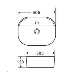 Раковина накладна Mixxus Premium ELLIPSE-0203 з отвором під змішувач (MP6678) - мініатюра 5