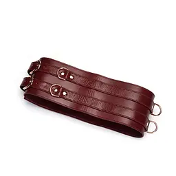 Шкіряний пояс для бондажу Liebe Seele Wine Red Waist Cuff, M Size - мініатюра 2