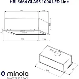 Витяжка вбудована Minola HBI 5664 WH Glass 1000 LED Line - мініатюра 8