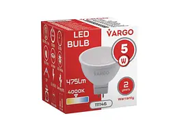Лампа світлодіодна VARGO 5W GU5,3 MR16 GU5.3 4000К 220V (V-111146) - мініатюра 2