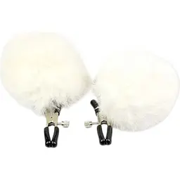 Ультрачутливі затискачі для сосків з хутром Pom Pom Nipple Clamps Білий K0521-3