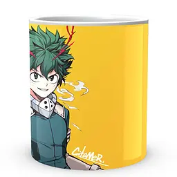 Кухоль GeekLand Моя геройська академія My Hero Academia Деку на жовтому фоні MHA 02.550 330 мл білий - мініатюра 2