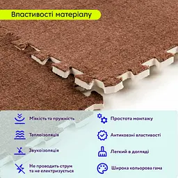 Підлога-пазл плюшевий 60х60х1см Коричневий (D) SW-00002083 - мініатюра 4