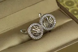 Сережки Xuping Jewelry герб Слава Україні 1.3 см сріблясті