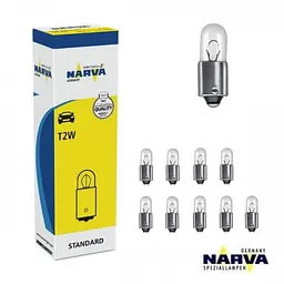 Автолампи Одноконтактна Narva T2W BA9s (Габарити Повороти) 10 шт (17053)