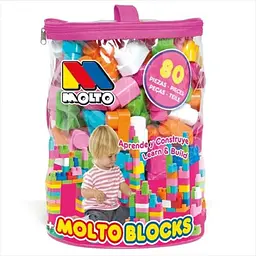 Дитячий конструктор з великими деталями Blocks (80 шт) у сумці, рожевий, Molto (13461) Molto art13461