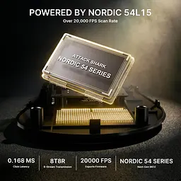 Бездротова миша ATTACK SHARK V8 42000 DPI PAW3950MAX Nordic 54L15 8K Чорна - мініатюра 9