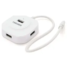 USB-Хаб Veggieg V-C242 Type-C, 4 порта USB 2.0, 20 см, White, Box (YT-TC-V-C242)