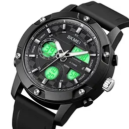 Наручний годинник чоловічий Skmei 1757 Black White, 1757BKWT (18426) - мініатюра 3