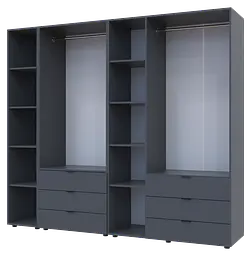 Комплект Doros Гелар з Етажеркою Графіт 2+3 ДСП 231.9х49.5х203.4 (42005057) - мініатюра 6