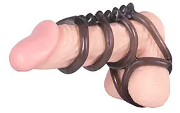 Насадка на пеніс Bad Kitty Naughty Toys Cock And Ball Ring 6.5 см чорний - мініатюра 4