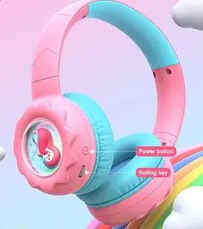 Дитячі бездротові навушники з єдинорогом Onikuma B-75 з Bluetooth 5.4, RGB підсвіткою Рожеві - мініатюра 4
