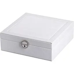 Скринька-органайзер Yiwu для прикрас із замком 25x25x8.5 см біла HP-5-22W - мініатюра 9