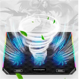 Підставка до ноутбука Ice Coorel 10-15.6", 6*80mm 1800 RPM, 2*USB, 366x256x23mm, RGB (A17) - мініатюра 4
