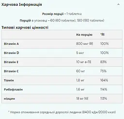 Комплекс Вітамінів Daily Multivitamin - 180 таб - мініатюра 2