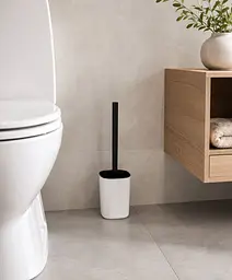 Йоржик для унітаза IKEA, зі змінною щіткою, пластиковий, 37×10 см, білий / чорний - мініатюра 4
