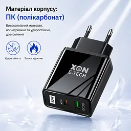 Зарядний пристрій XON PowerCharge 65W (PD33) USB Type-C (PCWA065033A1C1B 6037) Чорний - мініатюра 5