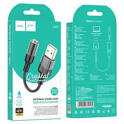Перехідник Aux Hoco LS37 Spirit 2 in 1 transparent external sound card USB to 3.5 мм сірий - мініатюра 2