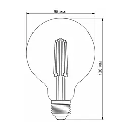 Лампочка Videx Filament G95FAD 7W E27 2200K 220V (VL-G95FAD-07272) - мініатюра 3