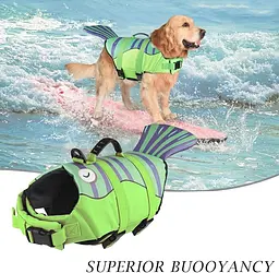 Рятувальний жилет для собак Derby Fish Design Green - мініатюра 3