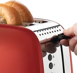 Тостер Colours Plus 1600Вт, підігрів, розморожування, метал., червоний Russell Hobbs kuh0014865 - мініатюра 7