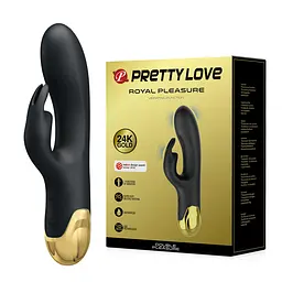 Вібратор-кролик Pretty Love Royal Pleasure Vibrator із позолоченим руківям, 19.2х3.8 см чорний - мініатюра 7