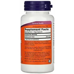 Альфа-ліпоєва кислота Now Foods Alpha Lipoic Acid 250 мг 60 вегетаріанських капсул - мініатюра 2