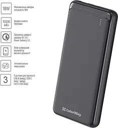 Зовнішній акумулятор ColorWay 10000mAh 18w - мініатюра 4