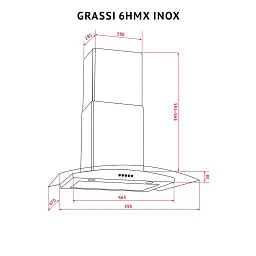 Витяжка декоративна зі склом Perfelli GRASSI 6HMX INOX - мініатюра 12