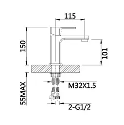 Змішувач для раковини Lidz Dozorca 001 (k35) LDDOZ001CRM45403 - мініатюра 3