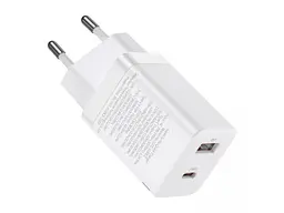Мережевий зарядний пристрій Baseus Super Si Pro Quick Charger C + U 30W EU Білий