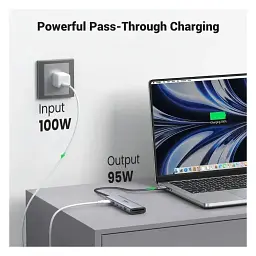 Концентратор Ugreen USB-C 7-in-1 2xUSB 3.0 + 2xUSB-C + HDMI 4K60Hz + SD/TF + PD 100W (45521) - мініатюра 4