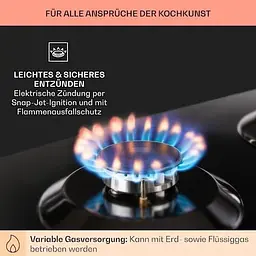 Варильна поверхня газова Klarstein Ignito 5 Sabaf (10033133) - мініатюра 9