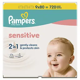 Дитячі вологі серветки Pampers Sensitive 720 шт. - мініатюра 2