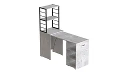Стіл-тумба трансформер Смарт 4/2 з етажеркою Ferrum-decor 1430x1450x600 Чорний метал ДСП Бетон 16 мм (FRD-105135) - мініатюра 2