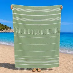 Рушник пештемаль Turkey Towel 100х180 см легкий великий для пляжу басейну бані сауни підстилка на дачу пікнік природу відпустку море полоса оливковий