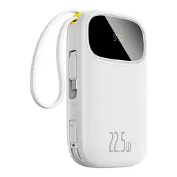 Зовнішній акумулятор Baseus EnerFill FC31 Digital Display Power Bank with 2 Built-in Cables 20000mAh 22.5W Moon White - мініатюра 3