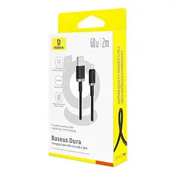 USB кабель Baseus Dura Series USB Type-C 60W 2m чорний-золотий P10377802U01-02 - мініатюра 2