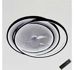 Стельова LED-люстра-вентилятор Artlight WG5088A BK+WH, біла з чорною окантовкою, 70 Вт, від 10-18 м² - мініатюра 2