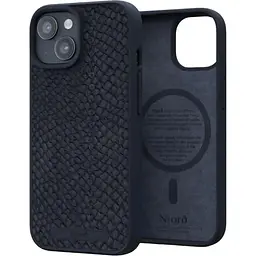 Чохол-накладка Njord Salmon Leather MagSafe Case Black для iPhone 15