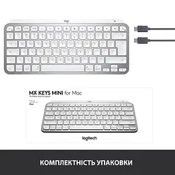 Клавіатура Logitech MX Keys Mini For Mac Wireless Illuminated Pale Grey (920-010526) - мініатюра 4